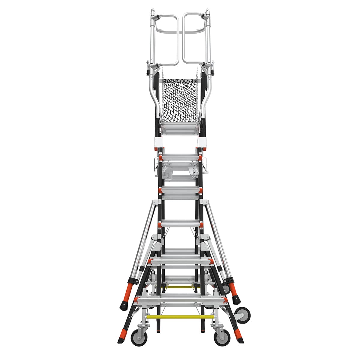 Телескопическая стремянка с платформой и защитным ограждением COMPACT CAGES 4 х 3 ступени 19504