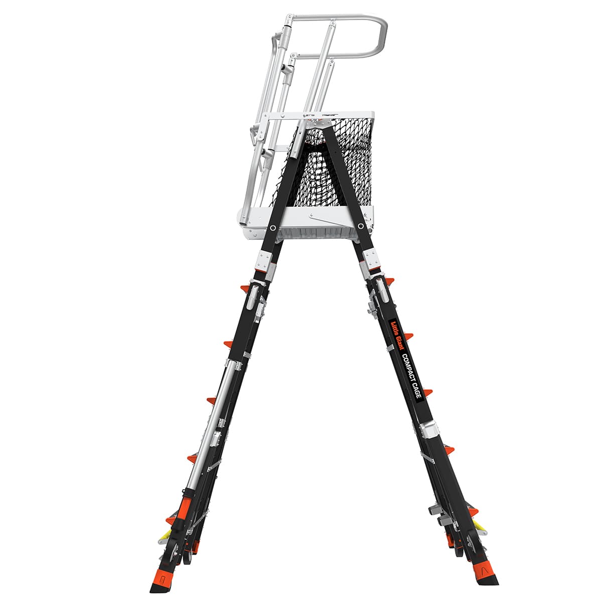 Телескопическая стремянка с платформой и защитным ограждением COMPACT CAGES 4 х 3 ступени 19504