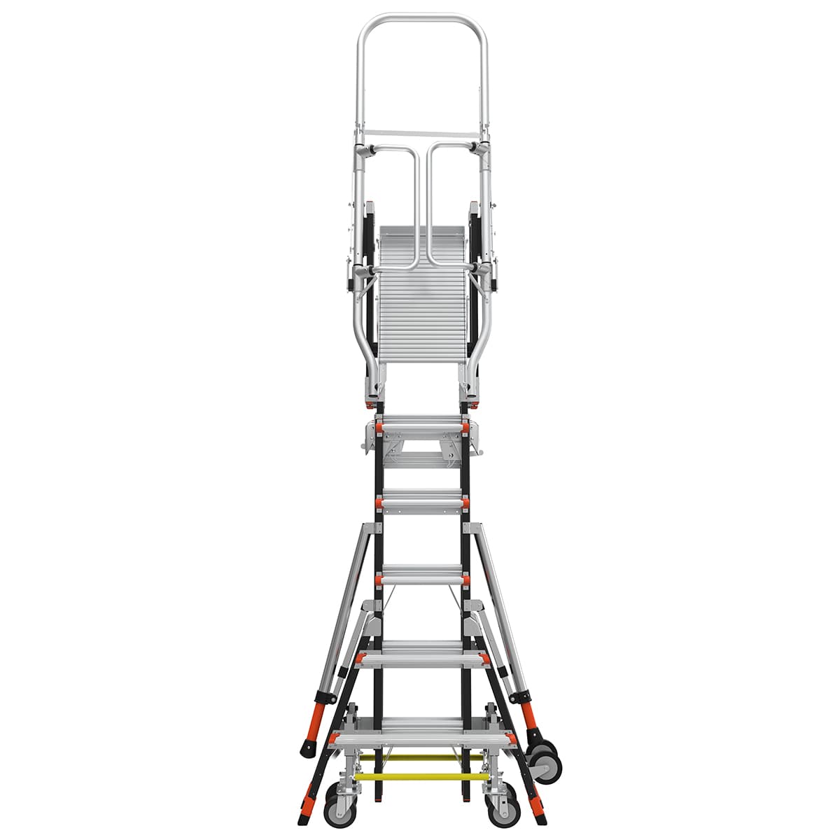 Телескопическая стремянка с платформой и защитным ограждением COMPACT CAGES 4 х 3 ступени 19504